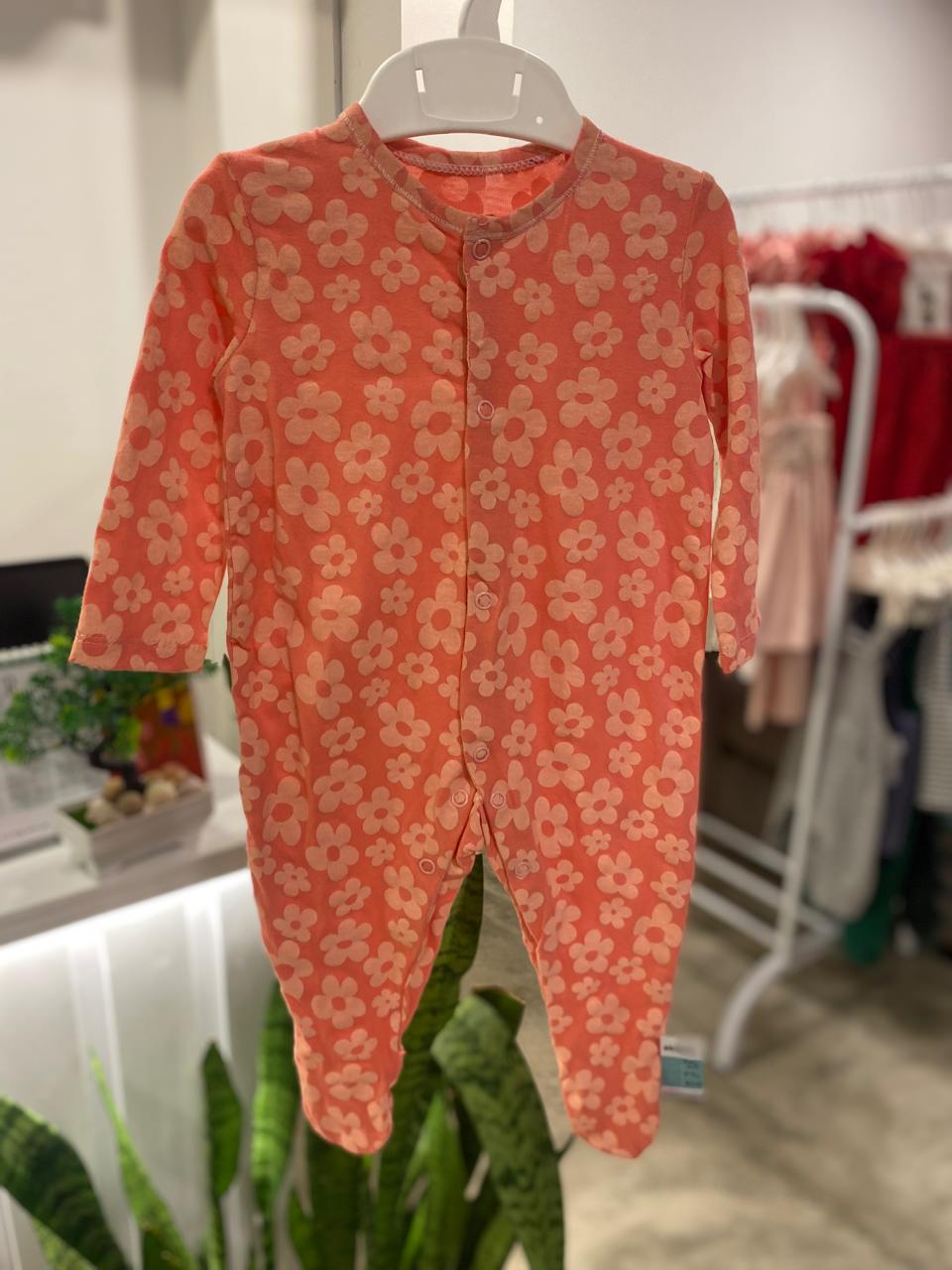 Summer Orange Flower Theme Sleepsuit