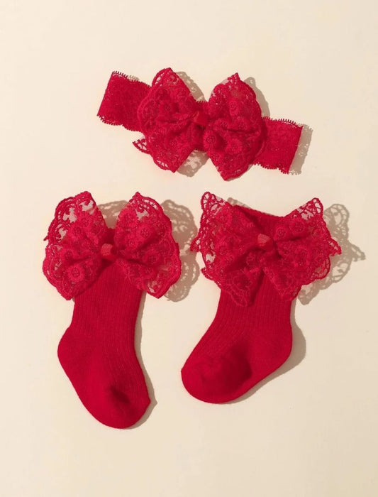 Lace Butterfly Bow Socks & Headband