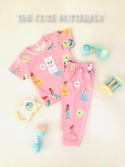 Princess Printed Pink Short Sleeve PJ Set