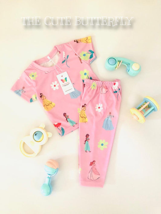 Princess Printed Pink Short Sleeve PJ Set