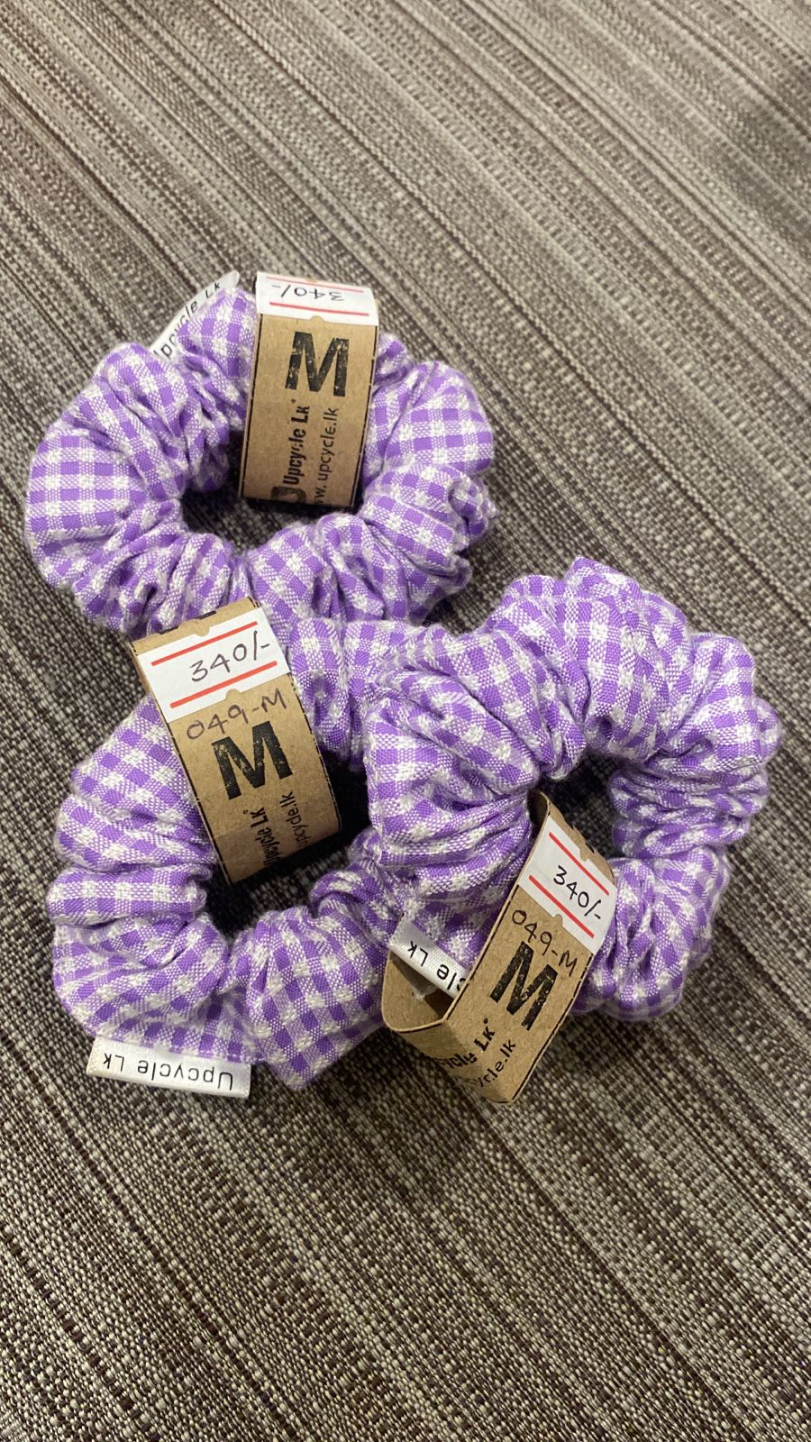 Purple Square Printed Scrunchies