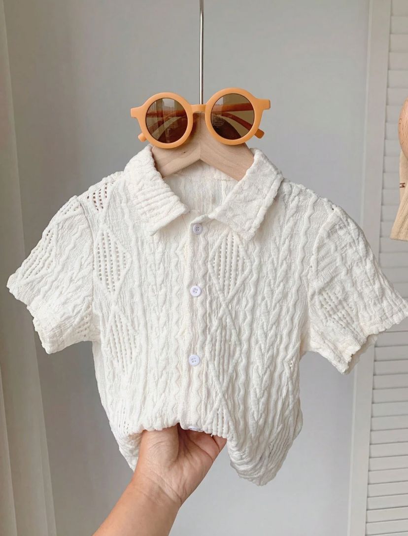 Baby Boys White Lace Up Shirt