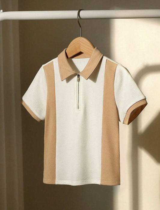 Young Boys Casual Turn-Down Collar Short Sleeve Polo Shirt