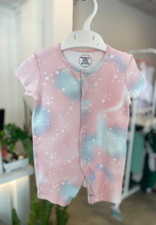 White Stars Pink Romper