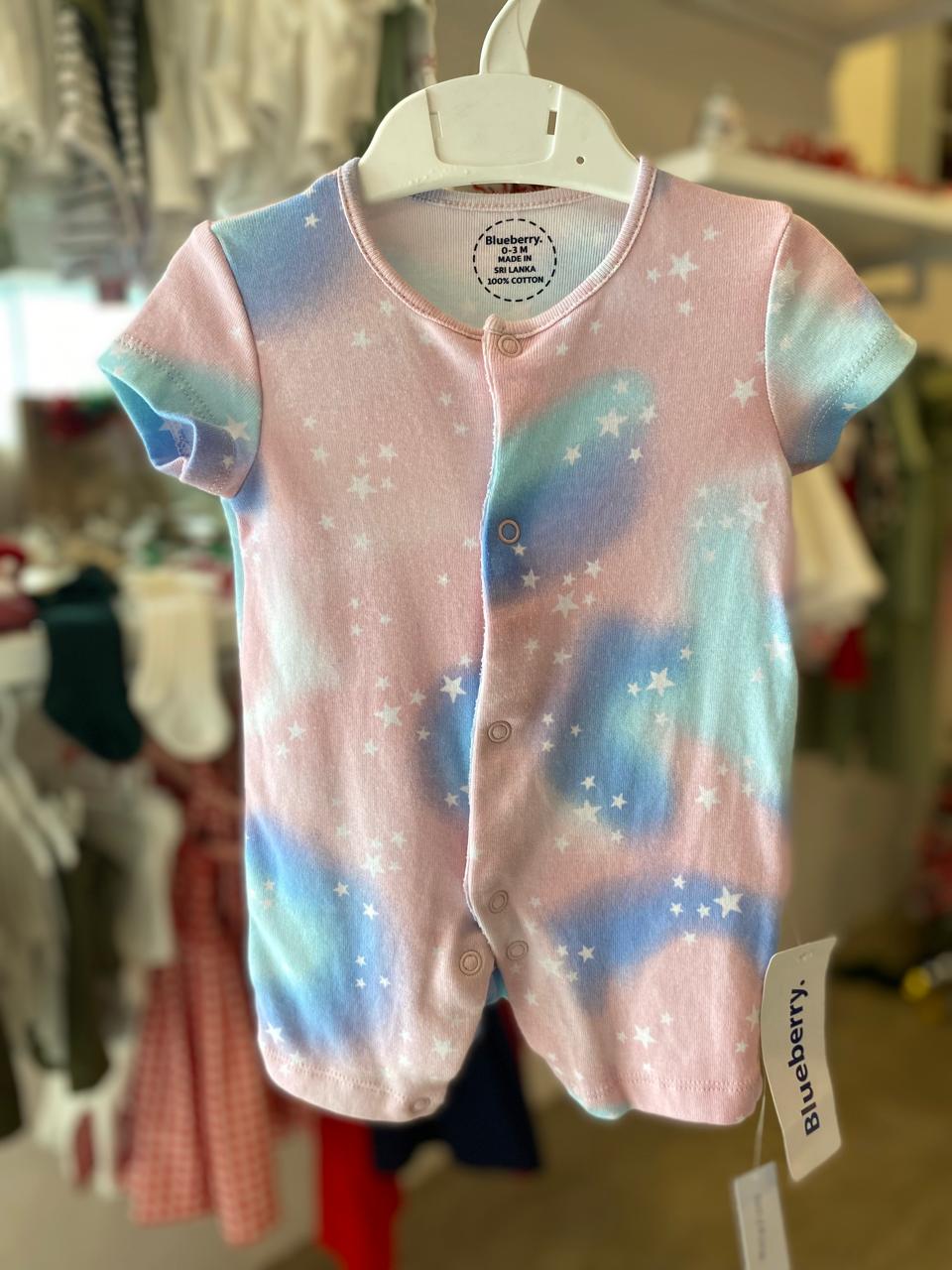 White Stars Blue & Pink Romper