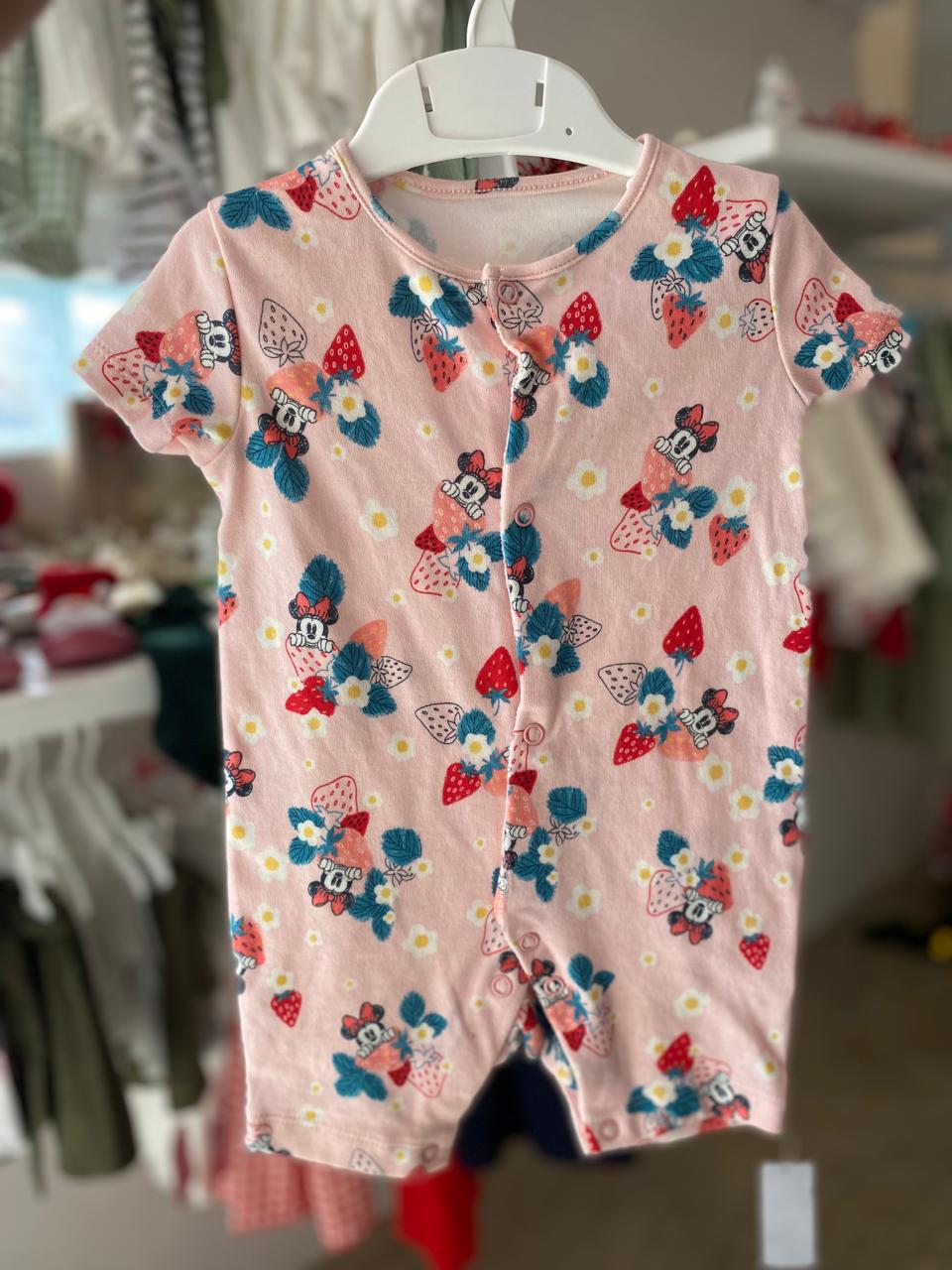 Micky & Strawberry Light Pink Theme Romper