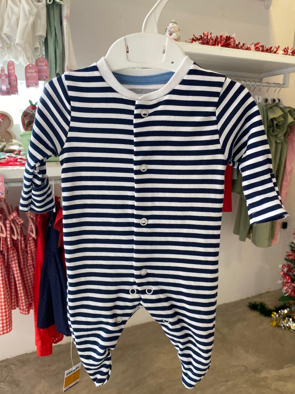 Dark Blue & White Strips Theme Sleepsuit