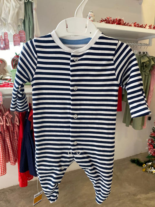 Dark Blue & White Strips Theme Sleepsuit