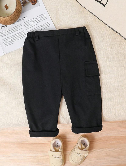 Baby Boys Casual Solid Color Pants With Pockets