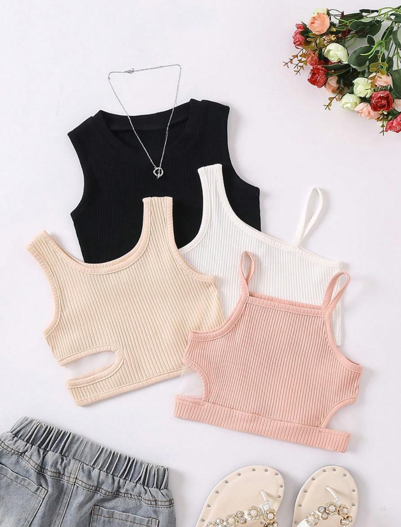 Young Girls Evelyn Solid Ribbed Knit Camisole Tops