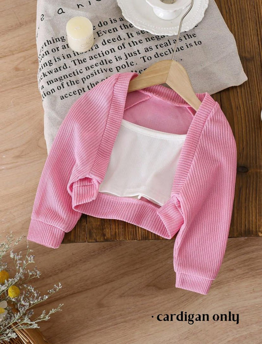 Young Girls Jacquard Knit Raglan Sleeve Long Sleeve Cardigan