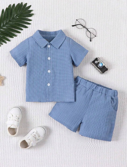 Baby Boys Short Sleeve Summer Button Down Shirt & Summer Short Set