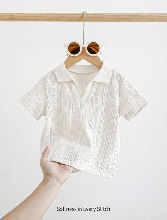 Baby Boys Geometric Jacquard Collar Half Placket Shirt