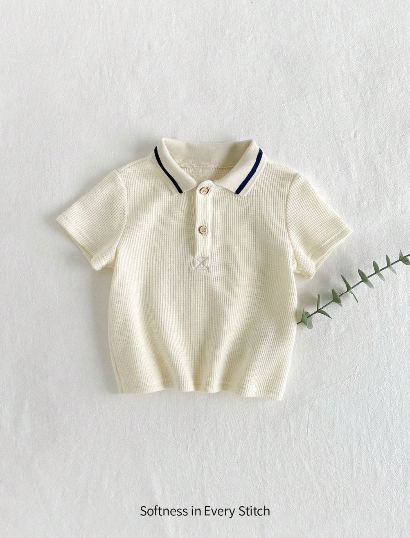 Baby Boys Soft Knitted Half-Button Closure Polo Shirt