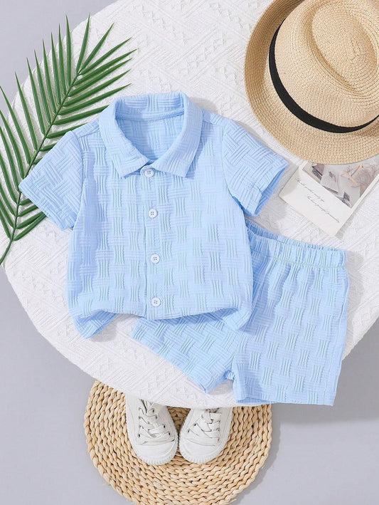 Baby Boys Textured Street Fashion Shirt & Shorts Set