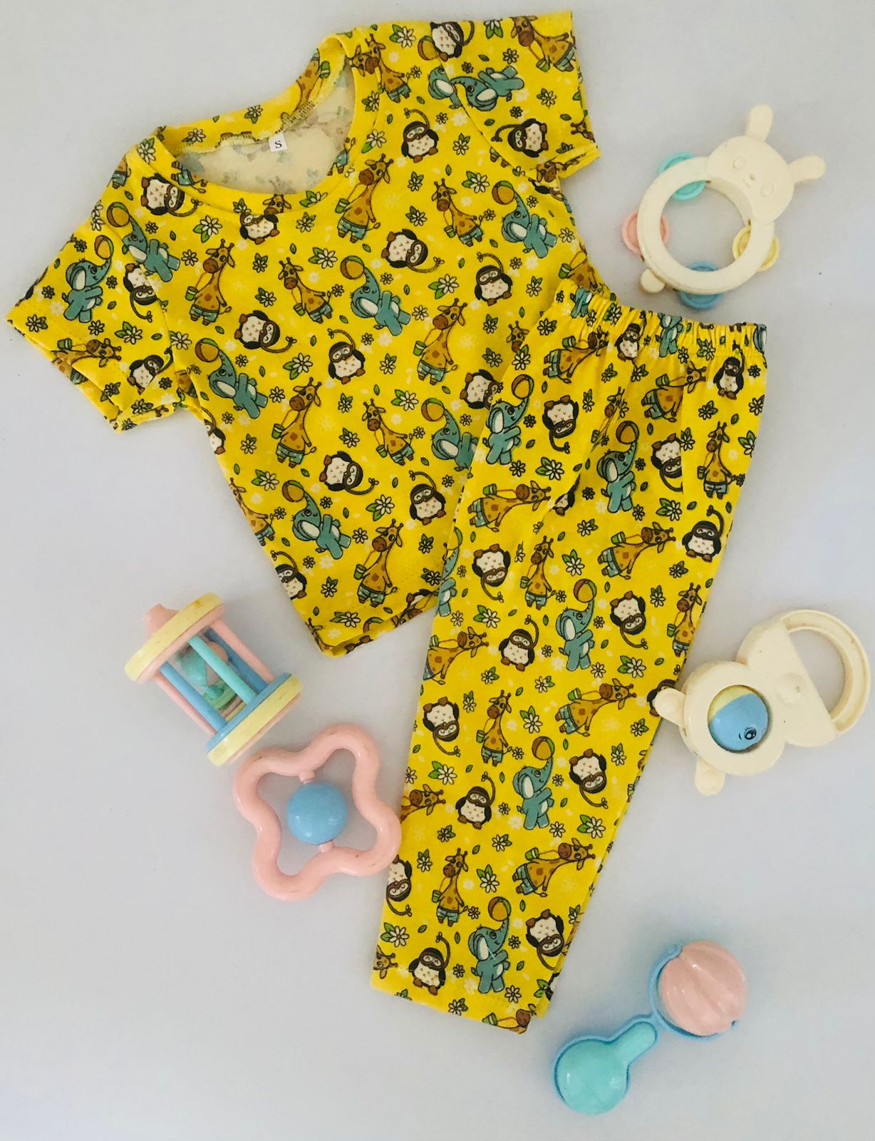 Animal Printed Yellow Color Short Sleeve PJ