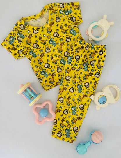 Animal Printed Yellow Color Short Sleeve PJ