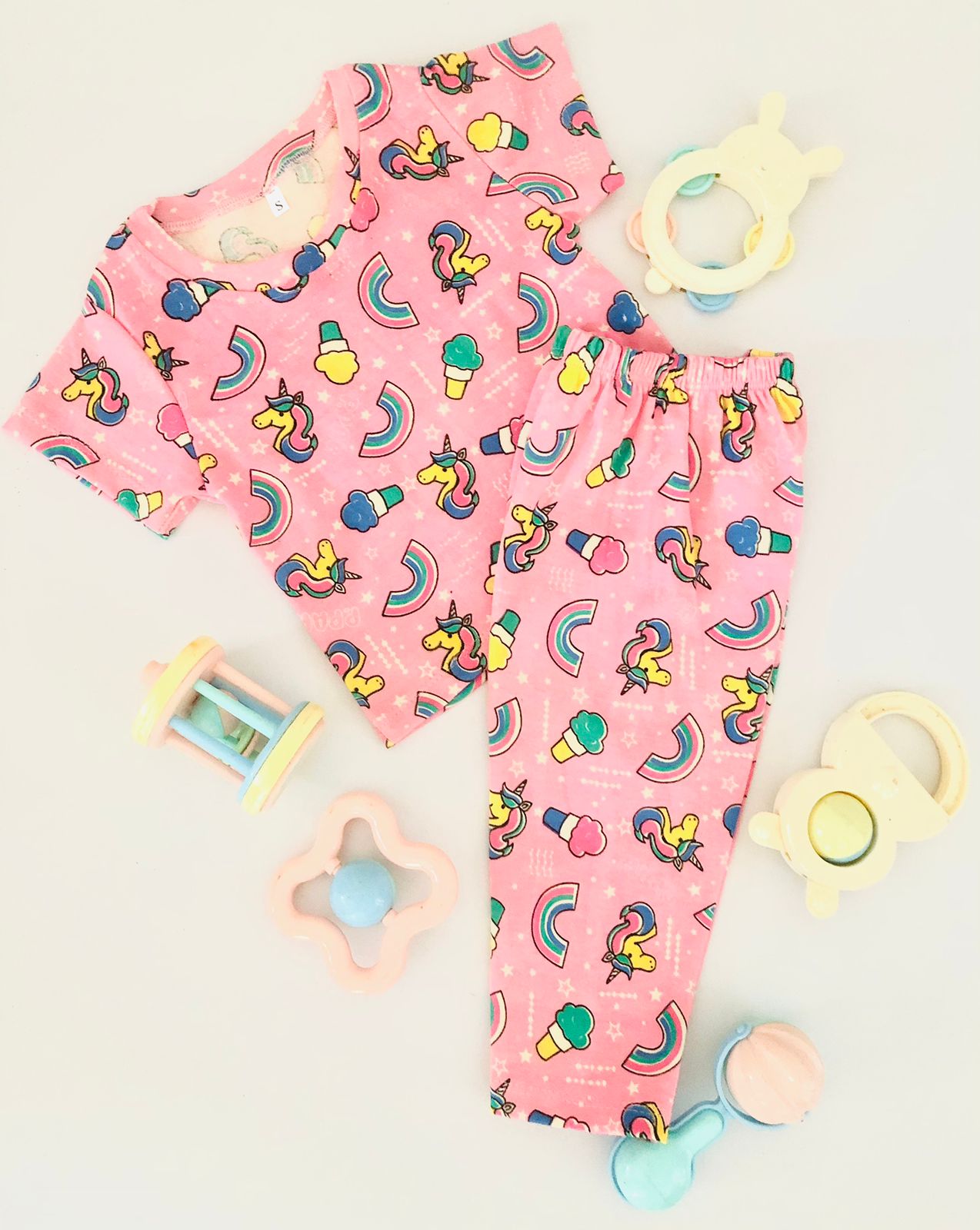Unicorn Printed Pink Short Sleeve PJ