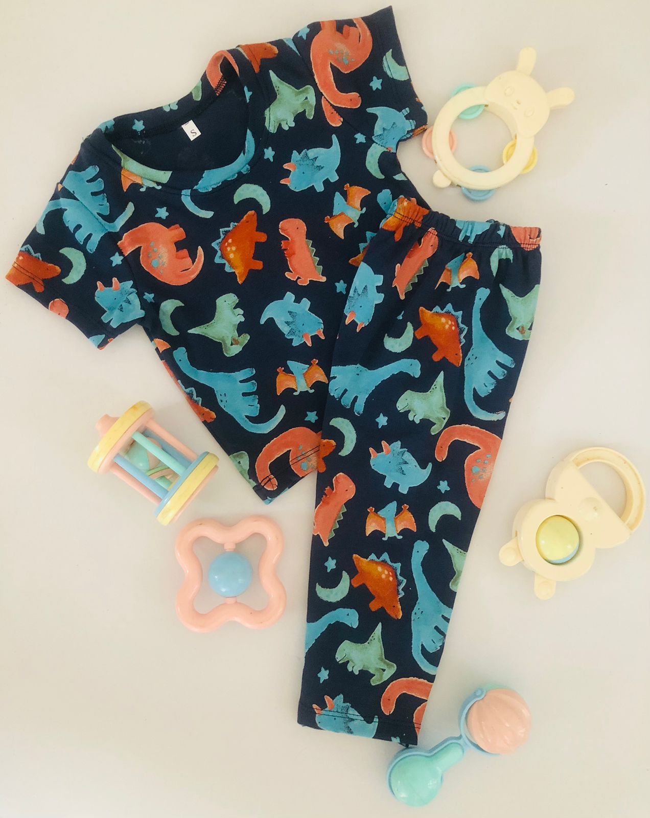 Dino Printed Dark Blue Short Sleeve PJ