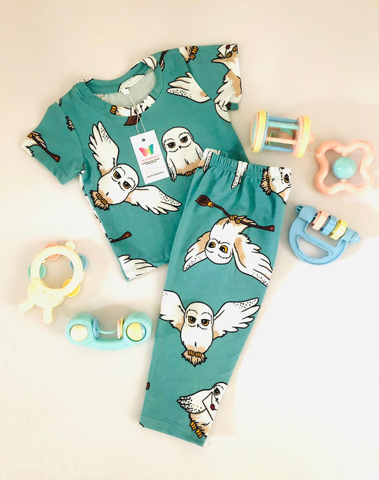 Harry Potter Bird Printed Green Short Sleeve PJ