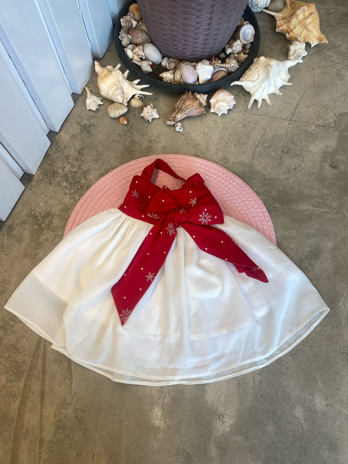 Red Big Bow White Dress
