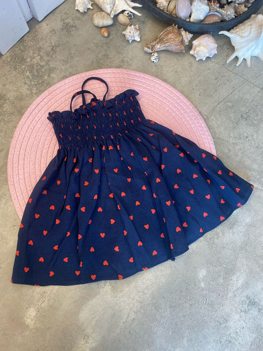 Red Hearts Blue Dress