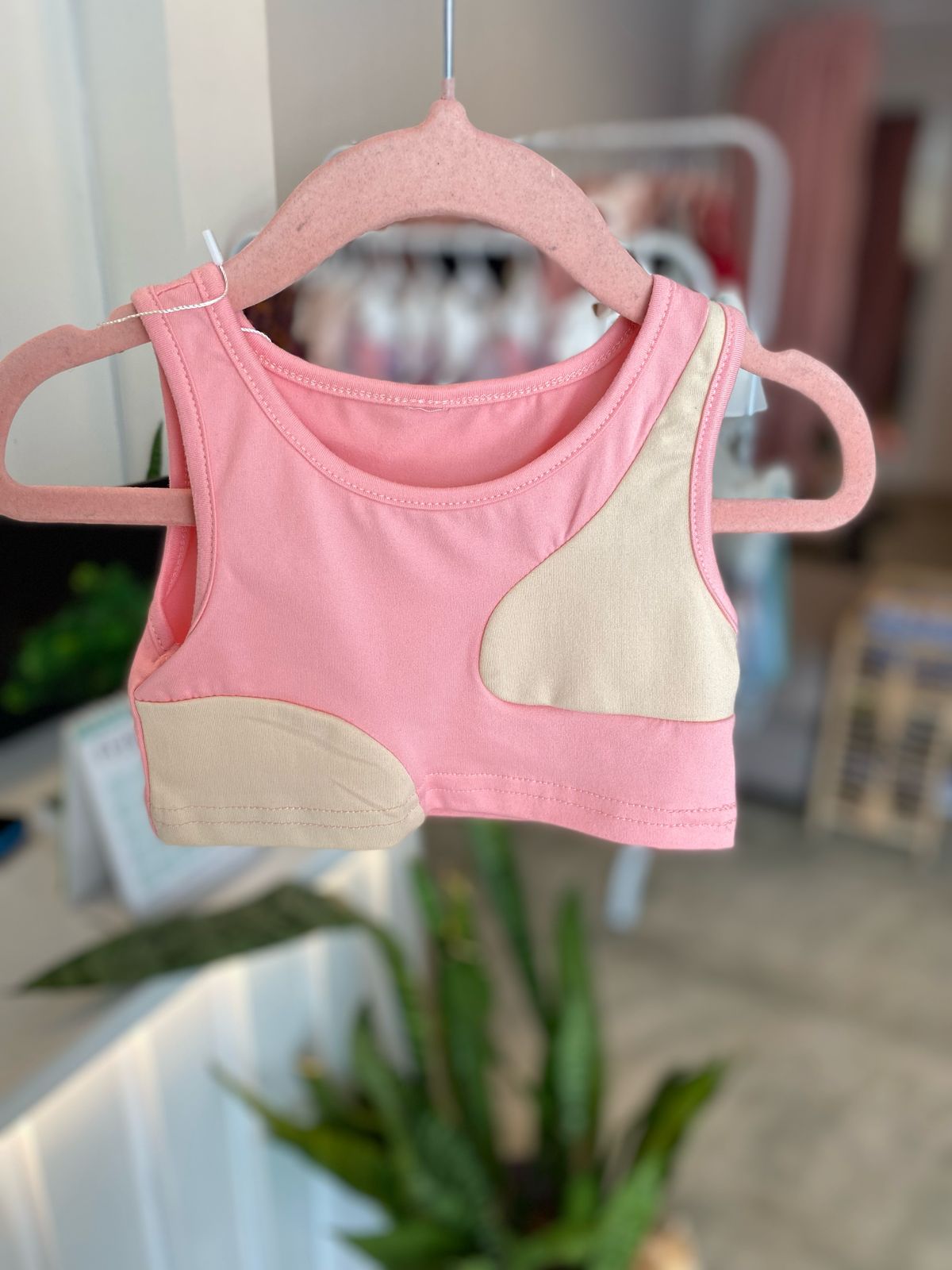Pink & Yellow Crop Top
