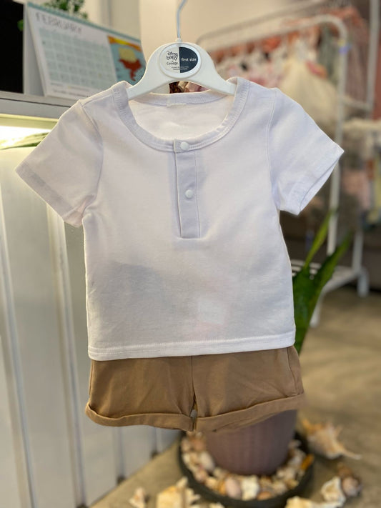 Baby Boys White T-Shirt & Short Set
