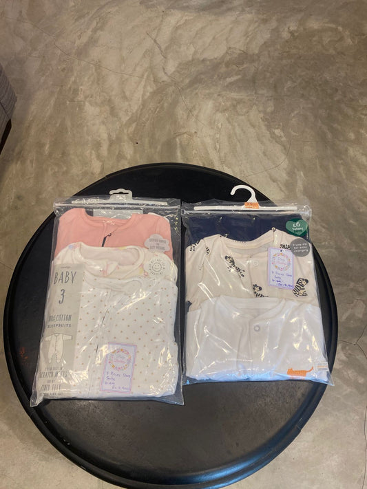 3 Pcs Sleep Suits Set - 3-6M