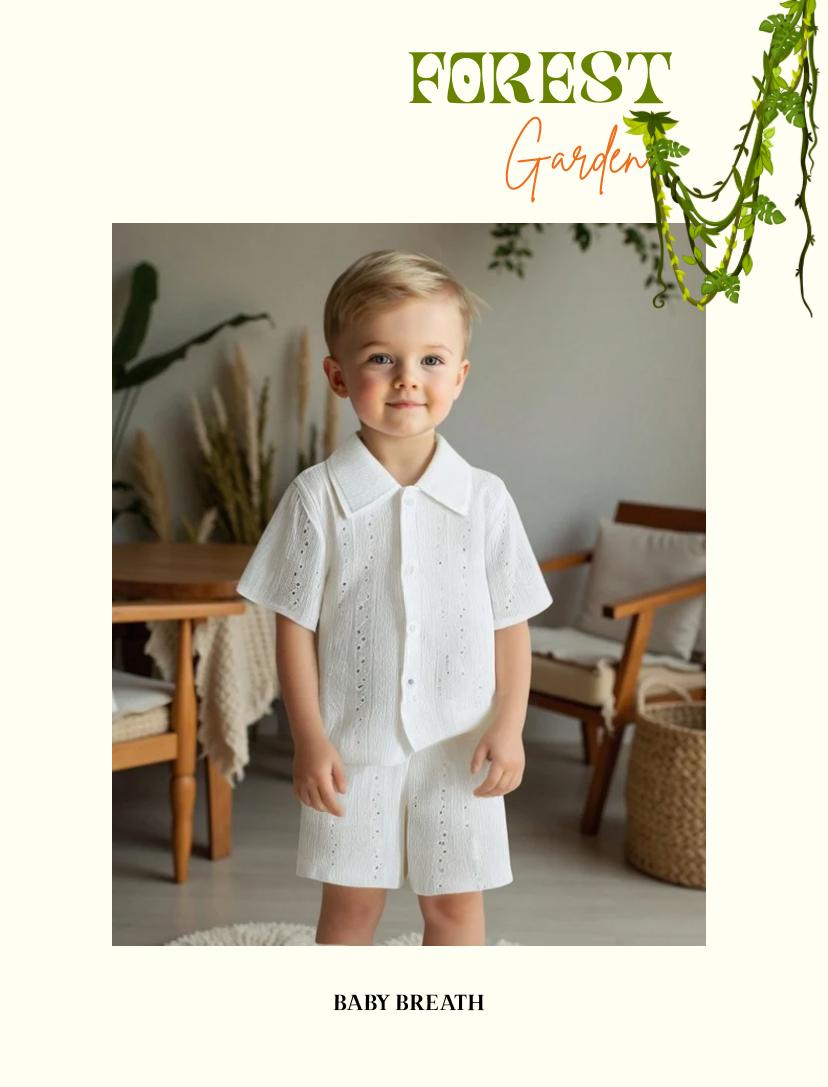 Baby Boys White Turn Down Collar Shirt With Shorts Set