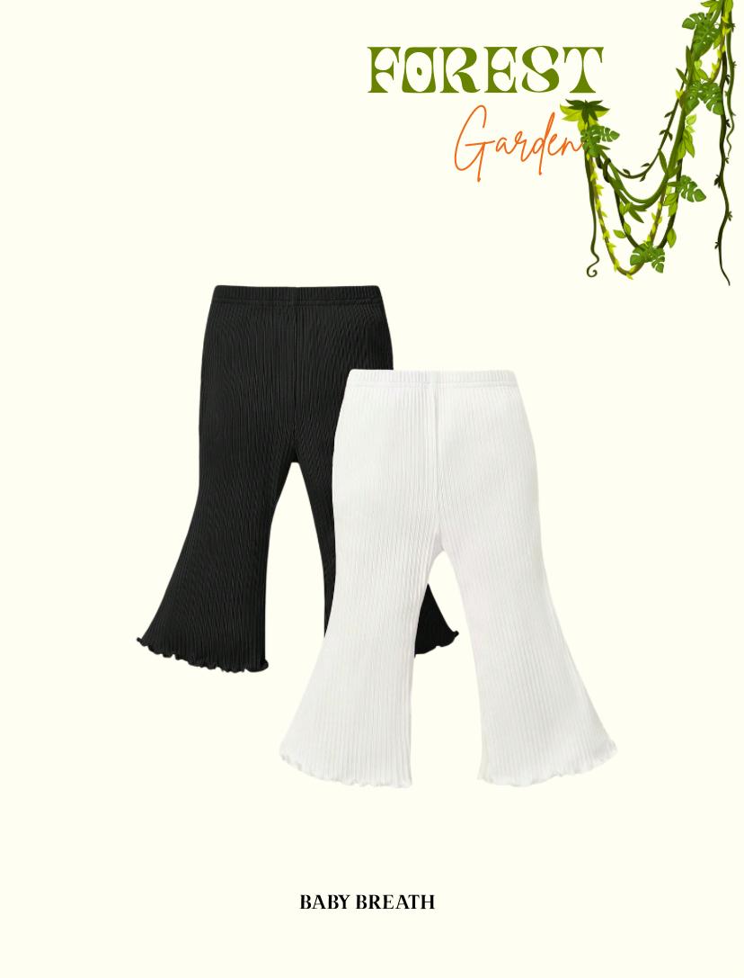 Baby Girls Lettuce Trim Flare Leg Pants