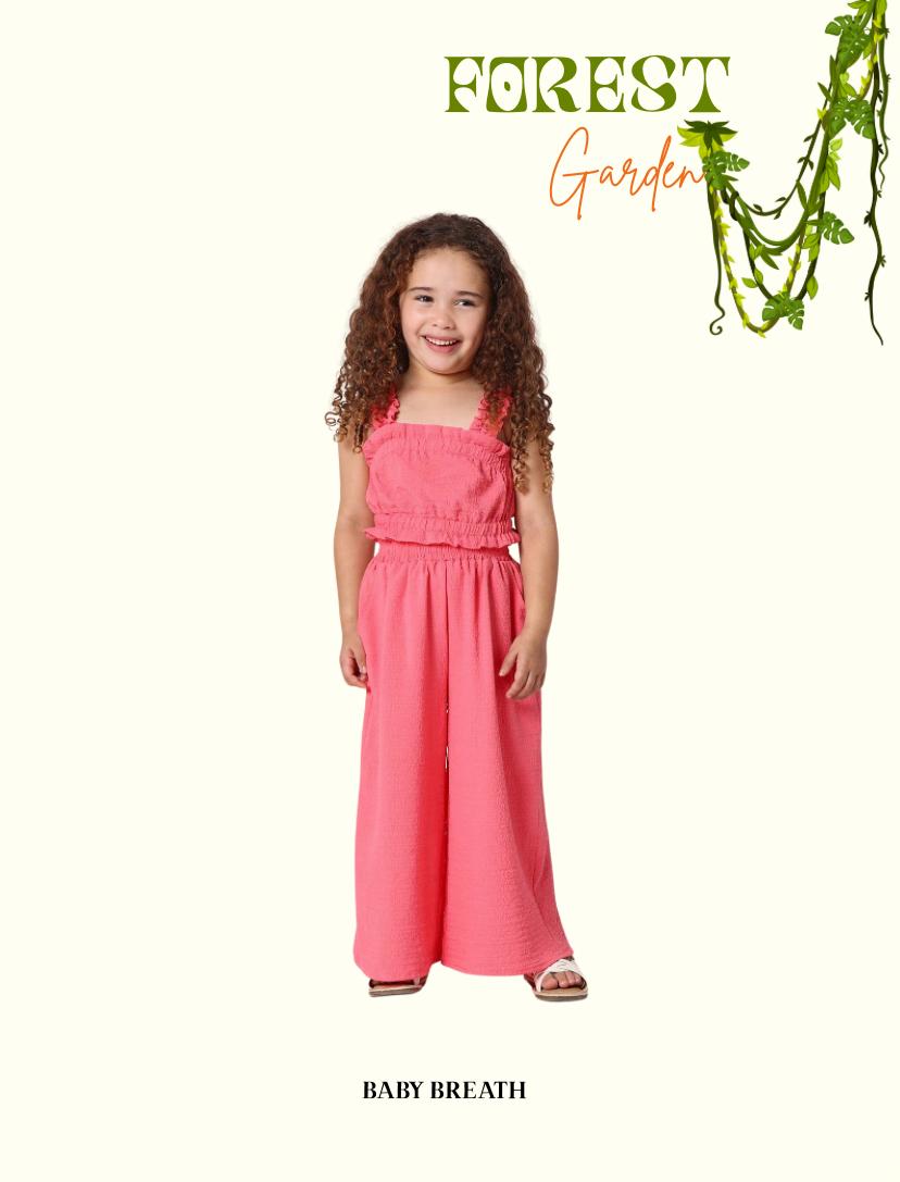 Young Girls PINK Ruffle Detail Tank Top With Wide Leg Palazzo Pants Set