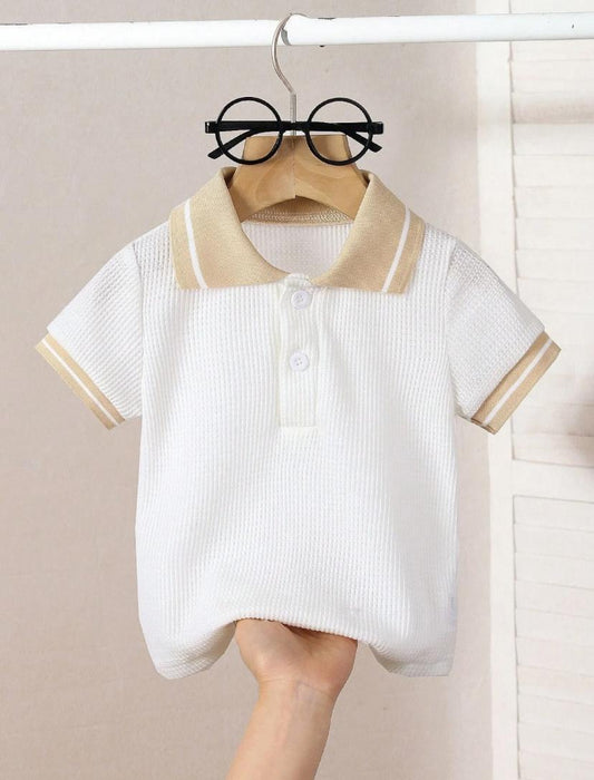 Baby Boys Summer Short Sleeve Ribbed Collar  Polo Shirt