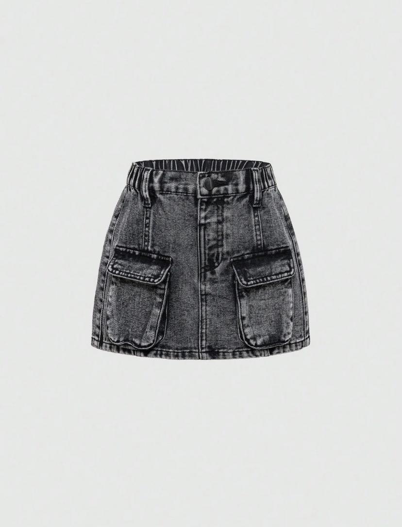 Young Girls Flap Pocket Denim Skirt | 4Y - 7Y