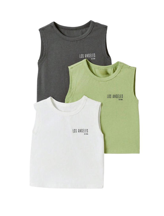 Baby Boys Sleeveless Wide Strap Round Neck Tee | 6M - 3Y
