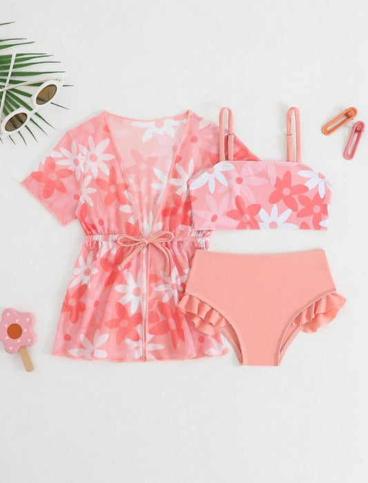 Baby Girls 3pcs Fashion Summer Swimwear Set | 9M - 3Y