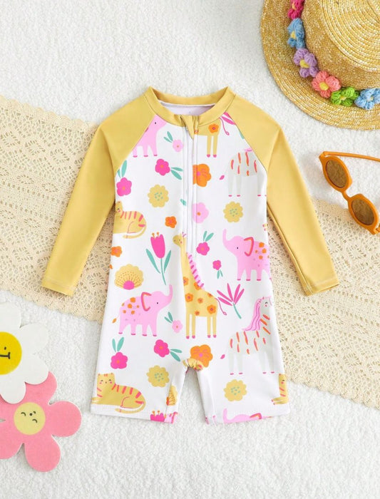 Animal Printed Long Sleeve Swimsuit |  | 9M - 3Y