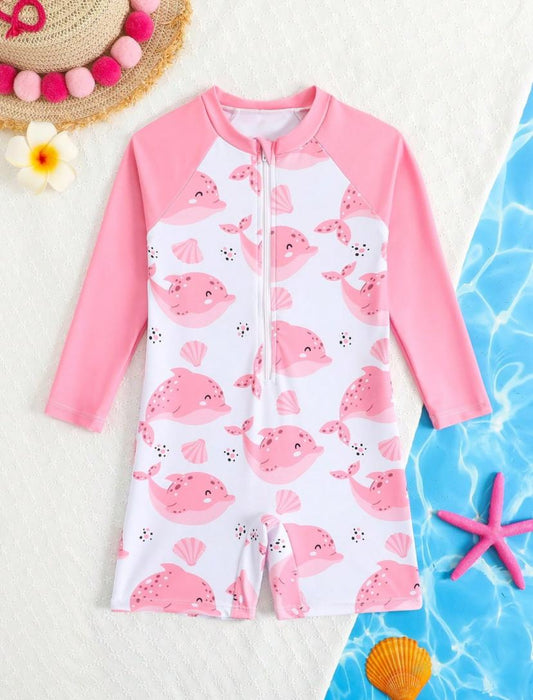 Young Girls Cute Fish Printed Swimsuit | 4Y-7Y