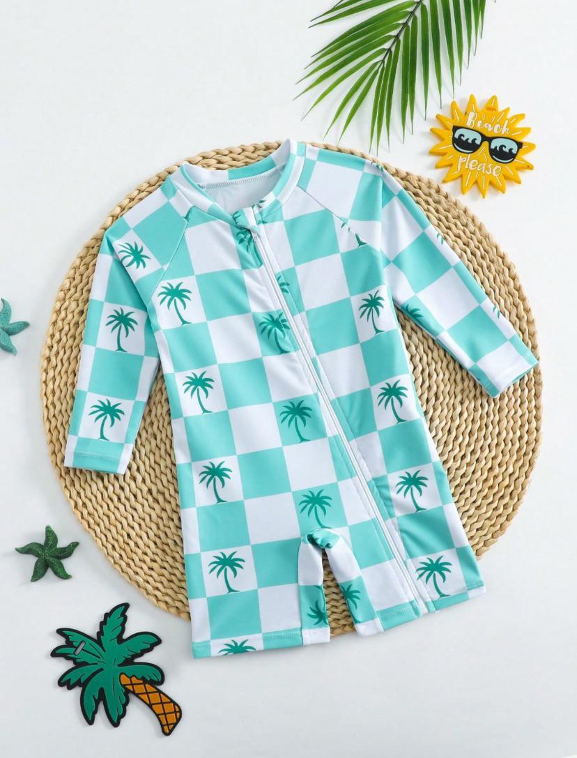 Baby Boys Zipper Short Sleeve Casual Swimsuit | 2-3Y