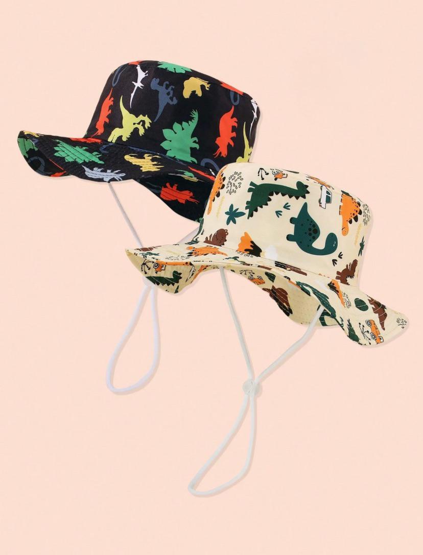 Dino Printed Summer Bucket Hats | 2-6Y