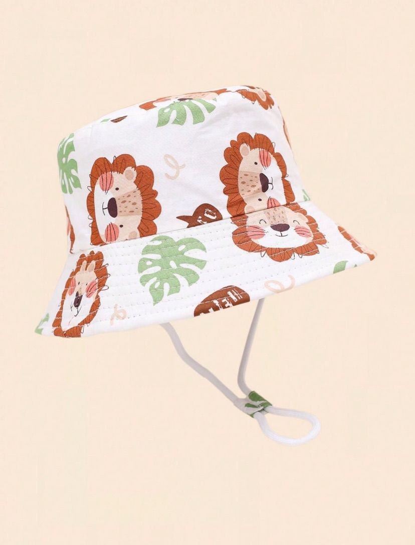 Cartoon Lion Printed Bucket Hat | 1-2Y