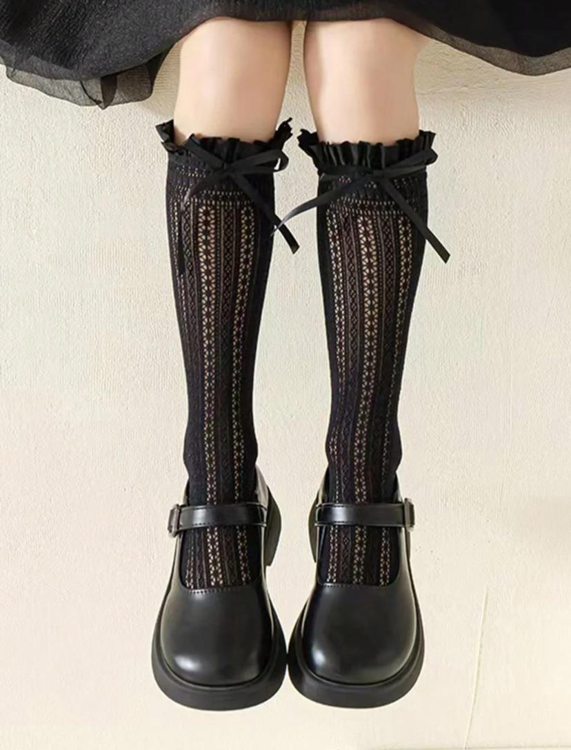 Lace Ruffle Knee-High Socks | 3-8Y