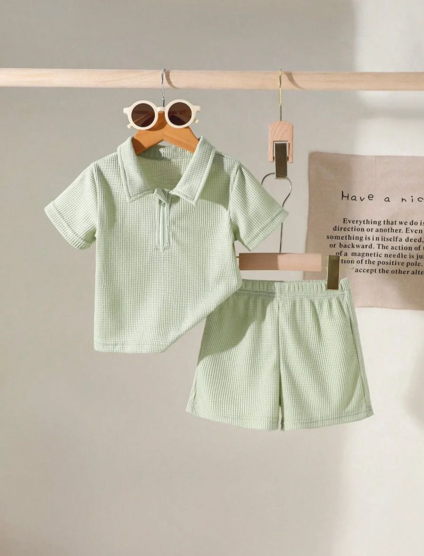 Baby Boys Solid Polo Tee & Shorts Set | 6M-3Y
