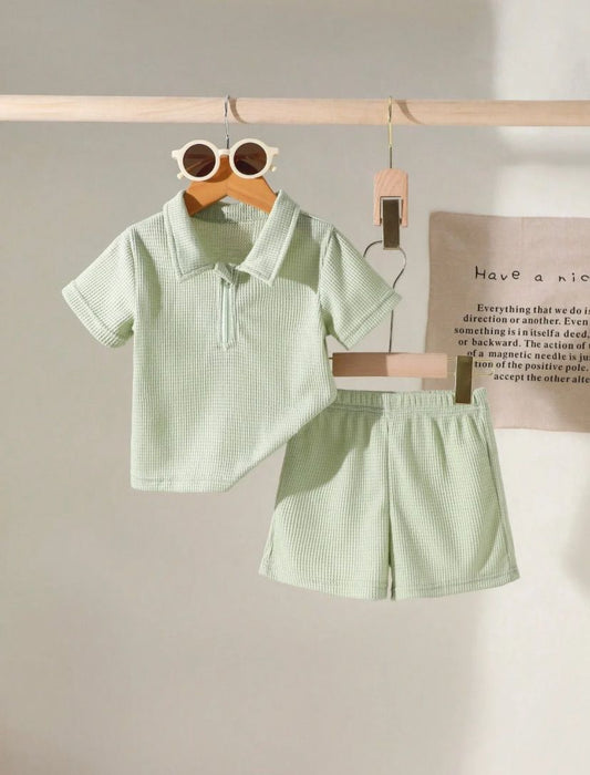 Baby Boys Solid Polo Tee & Shorts Set | 6M-3Y