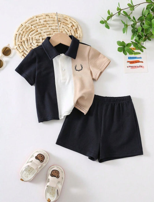 Baby Boys Color Block Polo Shirt & Shorts Set | 6M - 24M