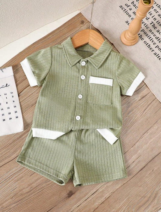 Baby Boys Pocket Front Shirt & Short Set | 6M - 24M