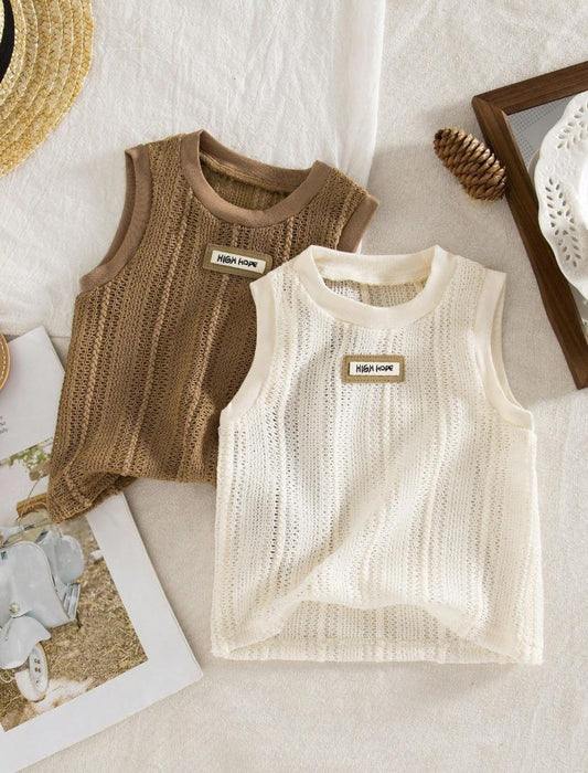 Baby Boys Summer Fashion Ruffle Mesh Hollow Out Sleeveless Top | 6M - 3Y