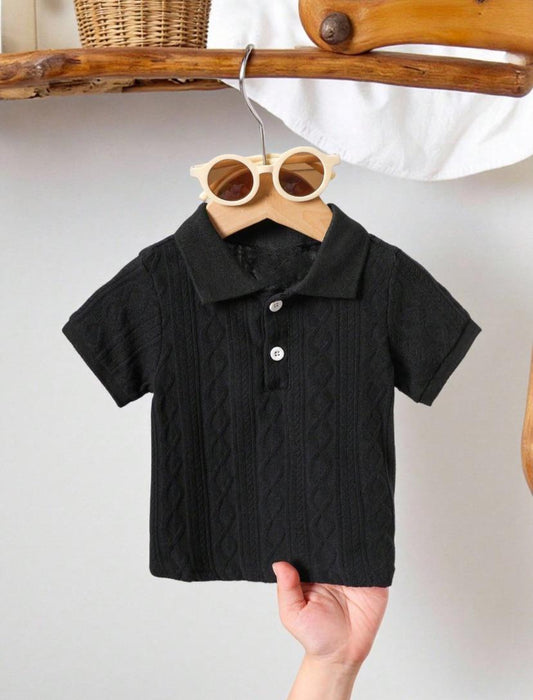 Baby Boys Solid-Colored Casual Short Sleeve Regular Fit Top | 3M - 3Y