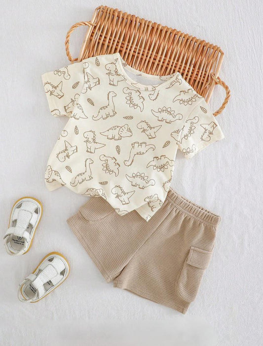 Baby Boys Dino Printed Short Sleeve Tee & Shorts Set | 6M - 3Y