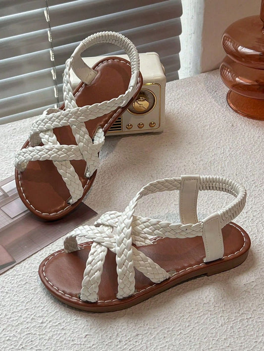 White Straps Flat Sandals